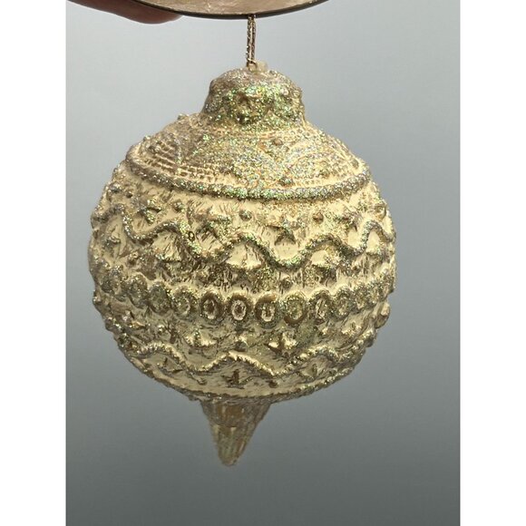 Kurt S Adler Enchanted Forest Christmas Ornament Gold Glitter Ball 4" VTG Decor - Picture 7 of 8